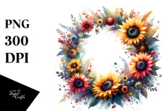 Vibrant Whreath Sunflower | Sublimation | Clipart Product Image 1