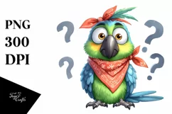 Confused Parrot Bandana Watercolor Clipart Product Image 3