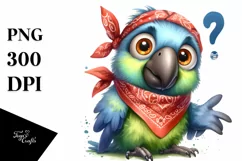 Confused Parrot Bandana Watercolor Clipart Product Image 3