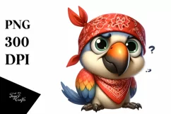 Confused Parrot Bandana Watercolor Clipart Product Image 1