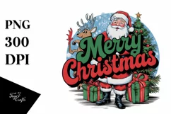 Retro Merry Christmas Clipart PNG Product Image 5
