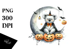 Halloween Koala on Moon, Transparent PNG Product Image 1