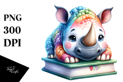 Cute Rhino Book | Sublimation | Clipart Product Image 1