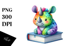 Cute Rhino Book | Sublimation | Clipart Product Image 1