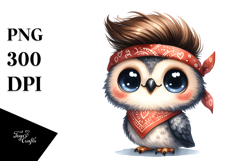 Baby Owl Standing with Bandana Clipart Product Image 1