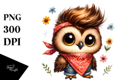 Baby Owl Standing with Bandana Clipart Product Image 1
