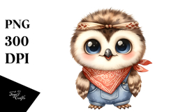 Baby Owl Standing with Bandana Clipart Product Image 1