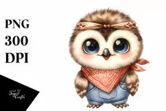 Baby Owl Standing with Bandana Clipart Product Image 1