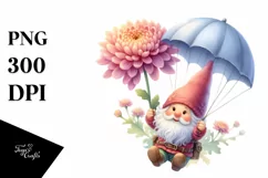 Watercolor Cute Gnome Air & Chrysanthemum Parachute Product Image 1