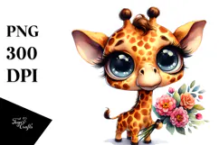 Baby Giraffe Eyes Watercolor Clipart Product Image 1