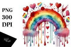 Smiling Rainbow with Blood and Hearts, PNG Product Image 1