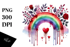 Colorful Rainbow with Hearts PNG Product Image 1
