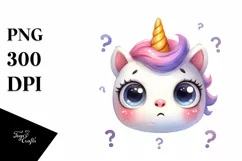 Confused Baby Unicorn, Transparent PNG Product Image 1