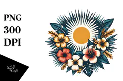 Retro Tropical Flower Island Clipart Product Image 1