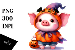 Cute Baby Pig Halloween Drawing | Sublimation Clipart Product Image 1