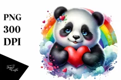 Baby Panda Holding Heart PNG Product Image 1