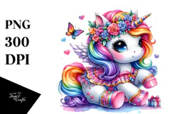 Cute Baby Unicorn Playing PNG Product Image 1