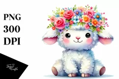 Adorable Lamb with Flower Crown PNG Product Image 3