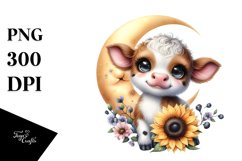 Cow with Sunflower Moon PNG Product Image 1
