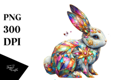 Colorful Diamond Bunny on Splashy Background PNG Product Image 1