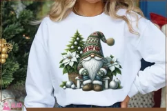 Christmas Gnome png, Christmas Gnome poinsettia sublimation Product Image 2