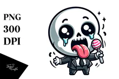 Cute Sugar Skull with Tongue-Out Face PNG Product Image 1