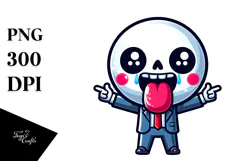 Cute Sugar Skull with Tongue-Out Face PNG Product Image 1