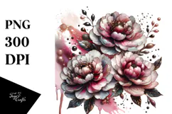 Glossy Peonies with Metalic Insertions PNG Product Image 1