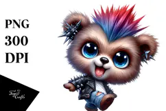 Energetic Baby Bear with Punk Look PNG Product Image 1