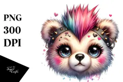 Energetic Baby Bear with Punk Look PNG Product Image 1