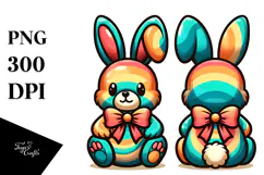 Colorful Bunny Sitting View, Transparent PNG Product Image 1