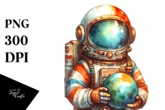 Colorful Vintage Astronaut Boy at the Beach Clipart Product Image 3