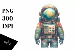 Washed Colorful Vintage Astronaut Boy | Clipart Product Image 1