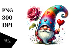 Valentines Gnome with Heart Sunglasses PNG Product Image 1