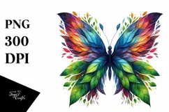 Abstract Butterfly with Plant Leaves PNG Product Image 3