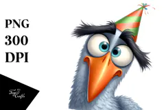 Party Bird with Party Hat PNG Product Image 1