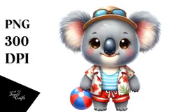 Cute Baby Koala with Big Eyes Beach Clipart Product Image 1