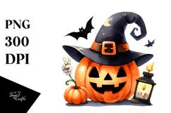 Funny Halloween Clipart with Pumpkin PNG Product Image 1