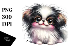 Cute Cartoon Japanese Chin, PNG Product Image 1