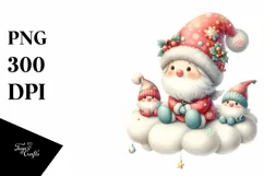 Retro Christmas Gnomes with Snow Flakes PNG Product Image 3