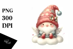 Retro Christmas Gnomes with Snow Flakes PNG Product Image 3