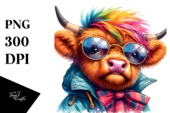 Goofy Baby Highlandcow with Raincoat PNG Product Image 1