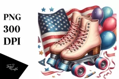 Vintage Roller Skates Balloons USA Flag Product Image 3