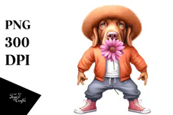 Hip Hop Chesapeake Bay Retriever with Flower | Sublimation Product Image 1