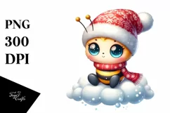 Vibrant Baby Bee with Santa Hat PNG Product Image 1