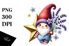 Cute Baby Gnome with Lavender PNG Product Image 1