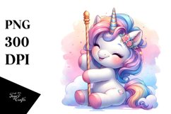 Colorful Baby Unicorn with Pole PNG Product Image 3