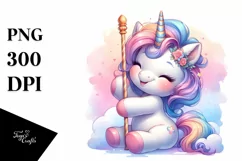 Colorful Baby Unicorn with Pole PNG Product Image 3