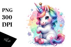 Colorful Baby Unicorn with Pole PNG Product Image 3