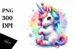 Colorful Baby Unicorn with Pole PNG Product Image 3